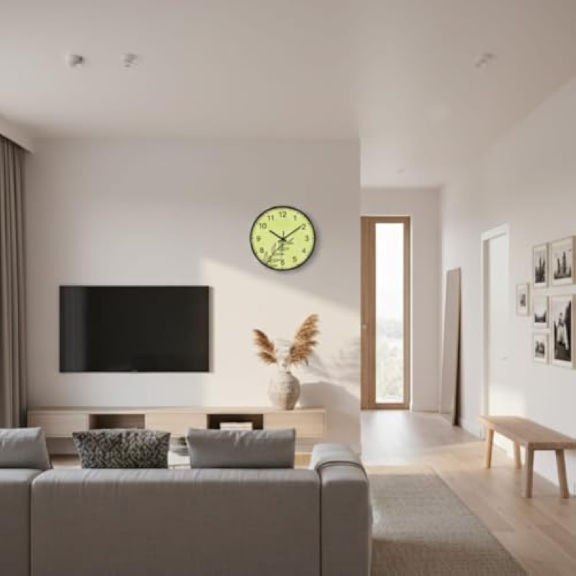 Minimalist Floral Wall Clock, 10 Inch Silent Analog Clock